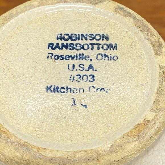 Vintage Cobalt Blue Striped Robinson Ransbottom Pottery 1 Quart Crock #303 USA - Picture 3 of 9